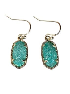 Kendra Scott Lee Earrings in Retired Teal Drusy & Gold HTF